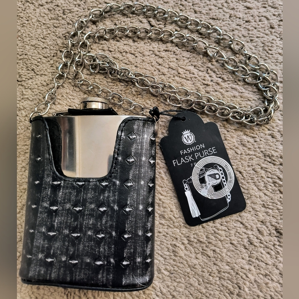 Purse, flask, black, W
